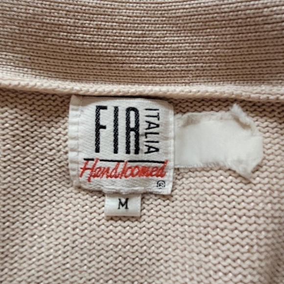 Vintage FIA Italia Taupe Handloomed Cropped Tie Waist Cardigan - Picture 6 of 6